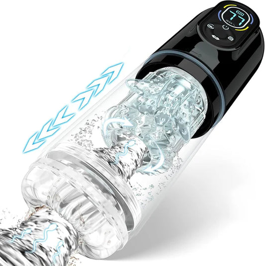 7 Sucking & Vibrating & Thrusting & Rotating & Licking Automatic Male Masturbator Penis Pump
