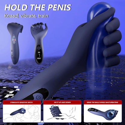LCD Display Finger-Shaped Penis Trainer Vibrator Glans Stimulator with 9 Vibrations