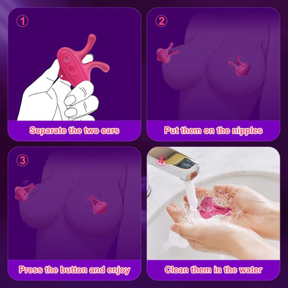 2 IN 1 Nipple Vibrator Sex Toys Magnetic Clamps BDSM Toys with 9 Vibration Modes