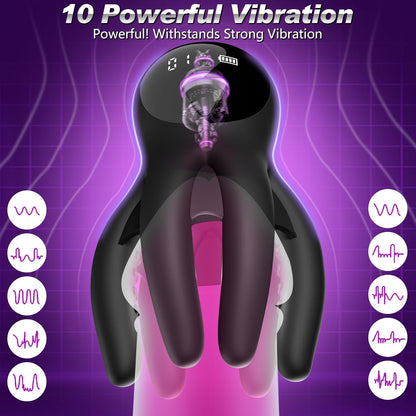 3 IN 1 Penis Vibrator Glans Trainer Masturbator with 10 Powerful Vibration Modes