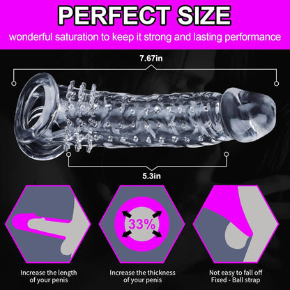 Super Thick Realistic Raised Particles Penis Sleeve Enhancer