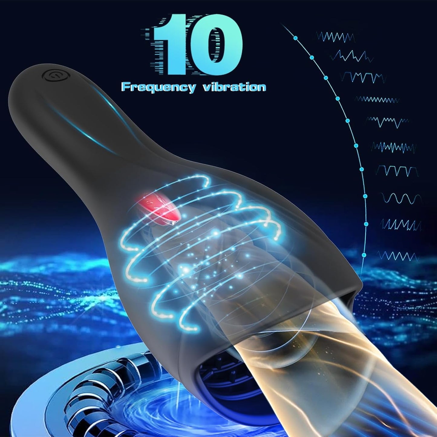Penis Vibrator Glans Trainer Masturbator with 10 Vibrating & 5 Tongue Licking Modes