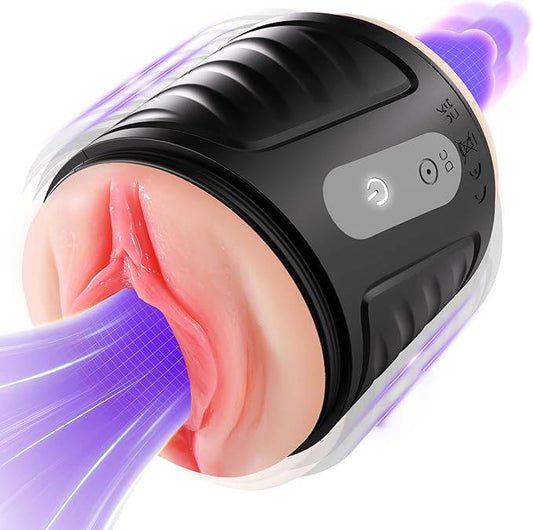2 IN 1 Electric Realistic Mastuabor Penis Trainer Massager with 10 Vibration Modes