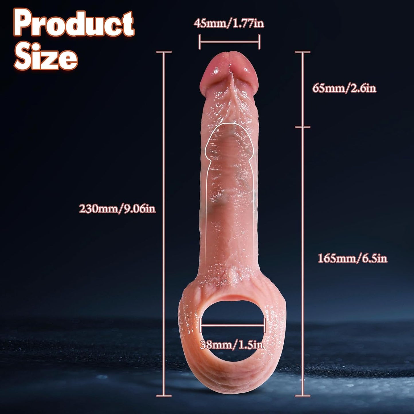 2.6 inch Ultra-Realistic Penis Sleeve Cock Ring Extender