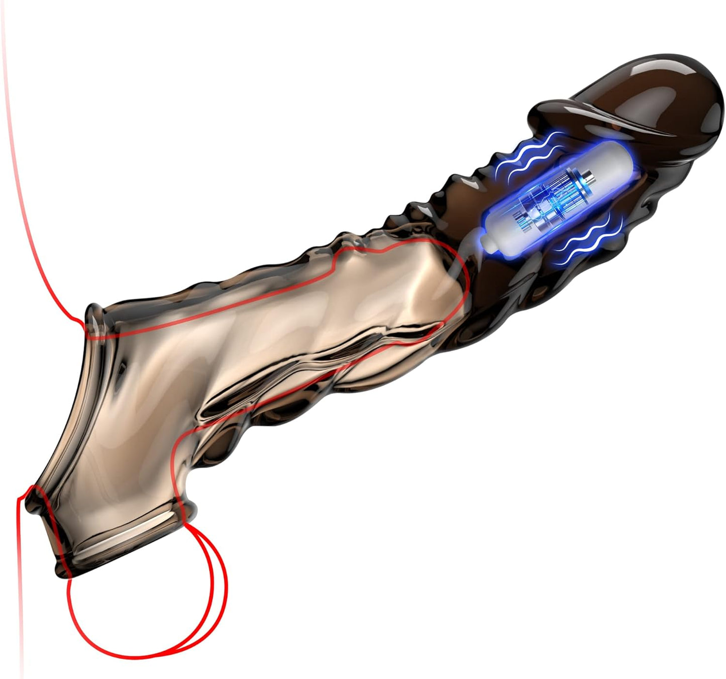 3.6 inch Black Clear Penis Extender with Cock Ring