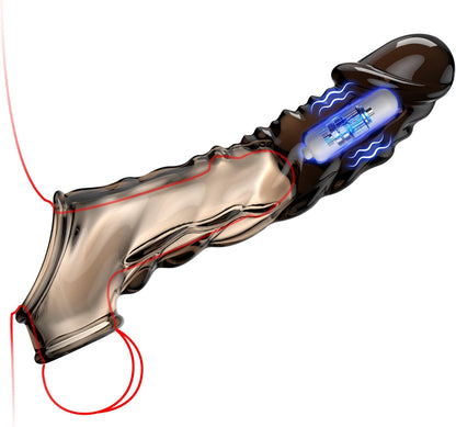 3.6 inch Black Clear Penis Extender with Cock Ring