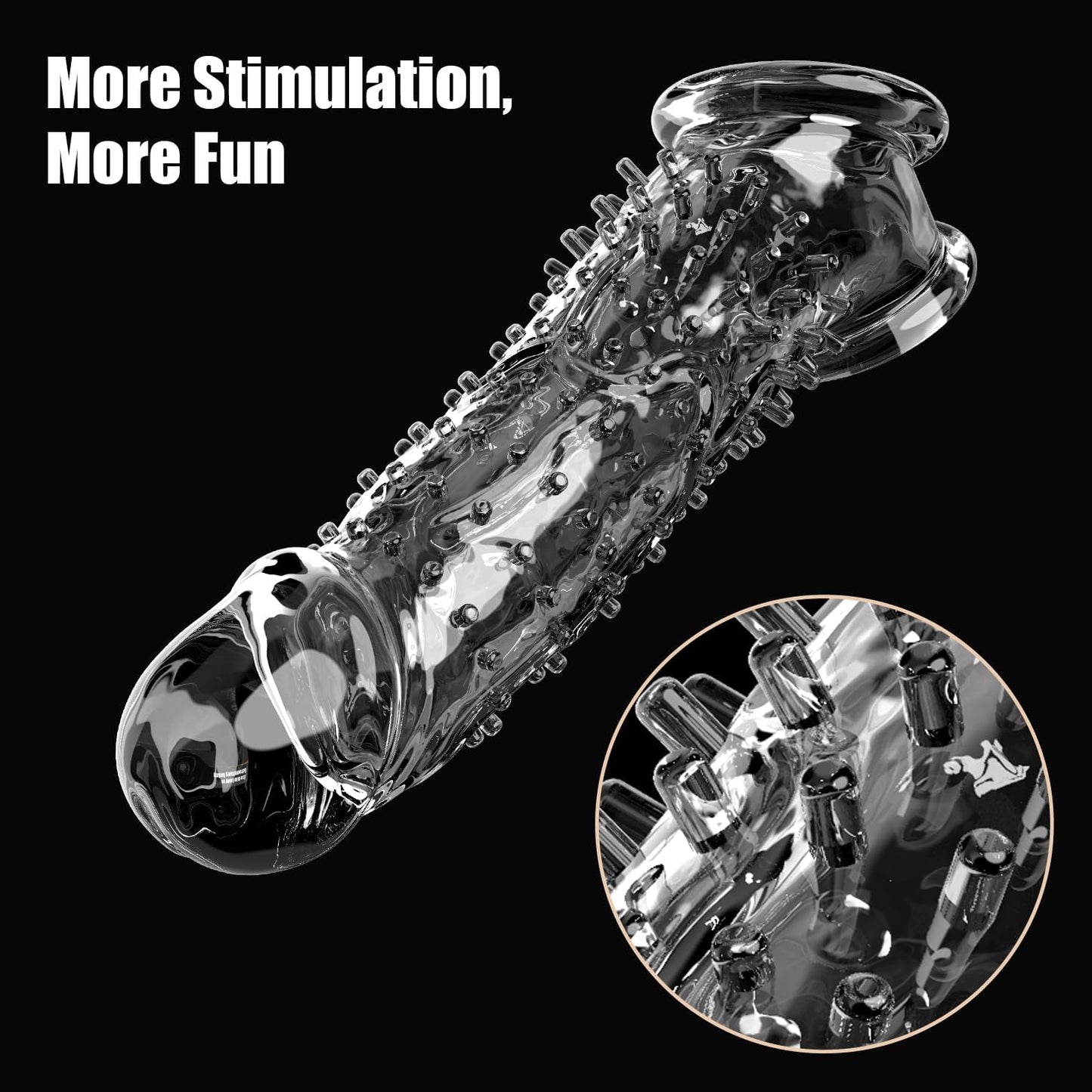 2 IN 1 Reusable Unique Barbed Shaped Clear Cock Sleeve Penis Extender