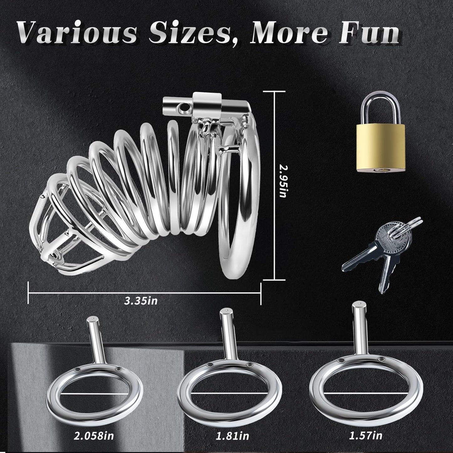 Chastity Cage Device Elastic Auxiliary Belt Cock Bondage Gear with 3 Ring Sizes
