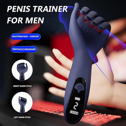 LCD Display Finger-Shaped Penis Trainer Vibrator Glans Stimulator with 9 Vibrations
