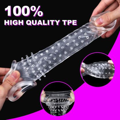 Super Thick Realistic Raised Particles Penis Sleeve Enhancer
