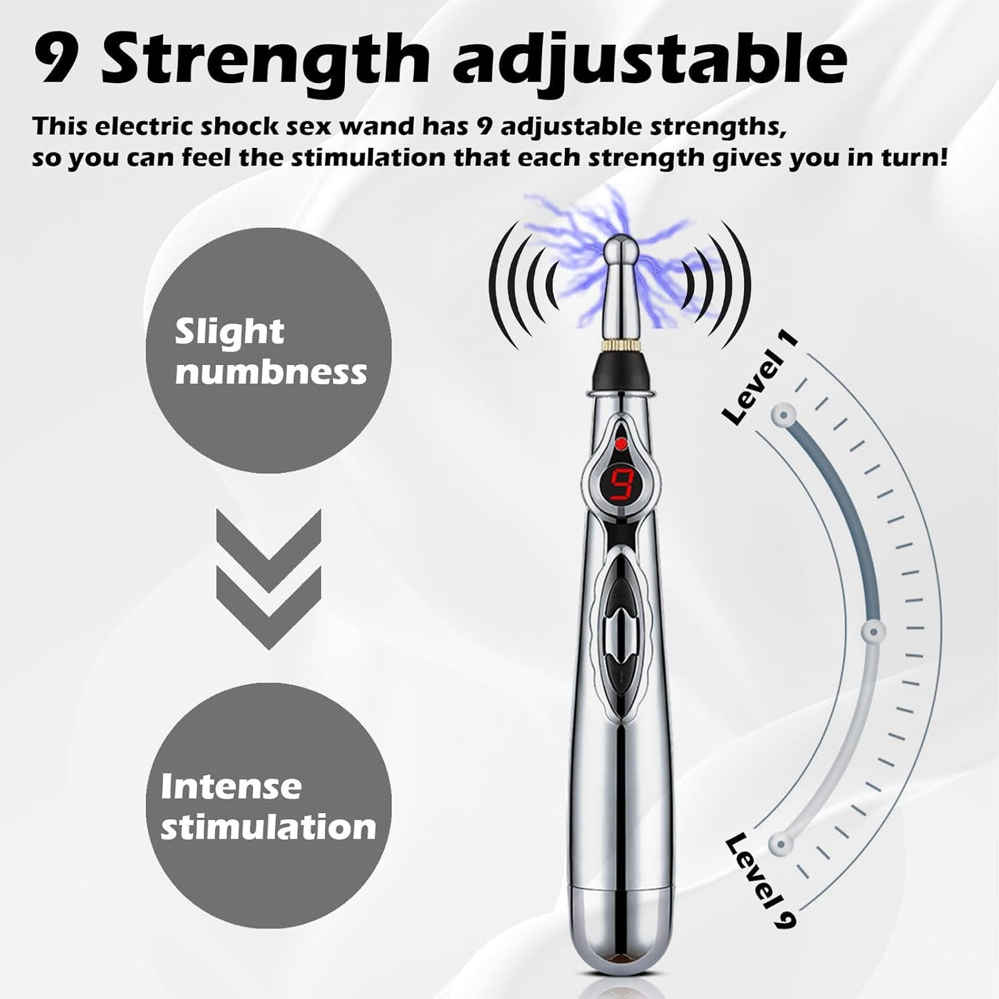 9 Levels Electric Shock Wand Vibrator Clitoris Labia Massager