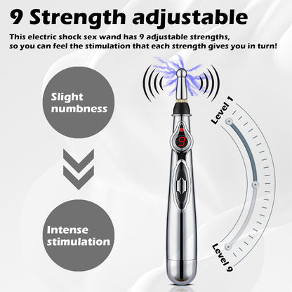 9 Levels Electric Shock Wand Vibrator Clitoris Labia Massager