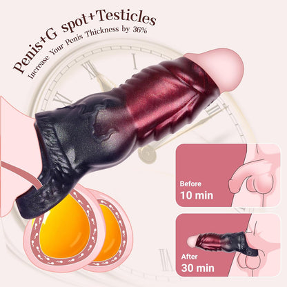 Knot Penis Sleeve Cock Ring Ultra-Soft Penis Extender for Couples Delay Ejaculation Erection Enhancement Silicone Testicle Stimulator