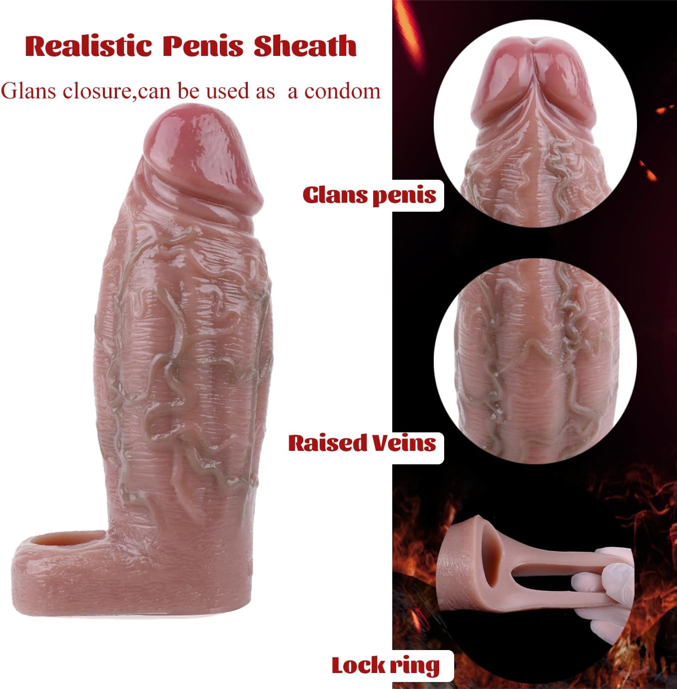 6.53 inch Realistic Textured Penis Sleeve Cock Extender