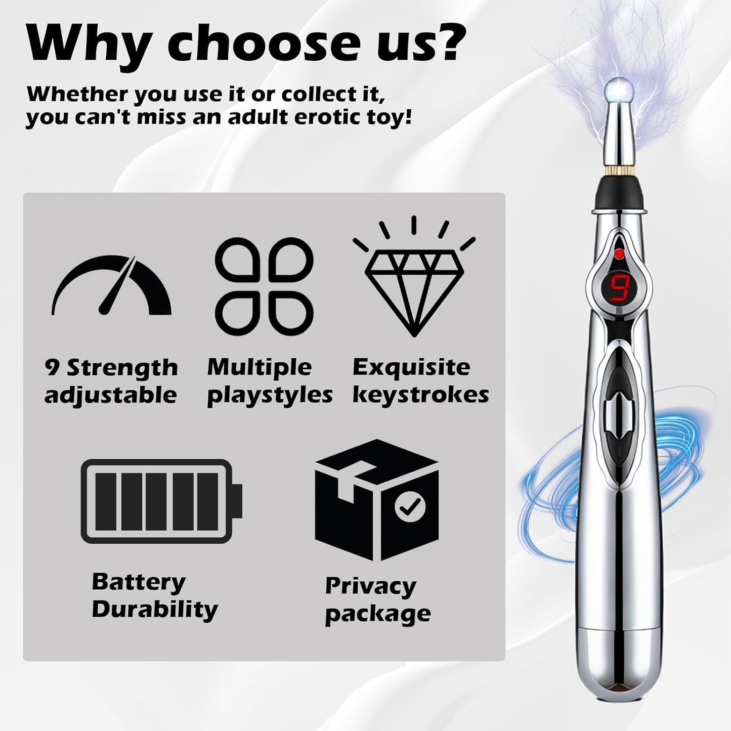 9 Levels Electric Shock Wand Vibrator Clitoris Labia Massager