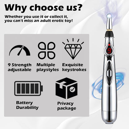 9 Levels Electric Shock Wand Vibrator Clitoris Labia Massager