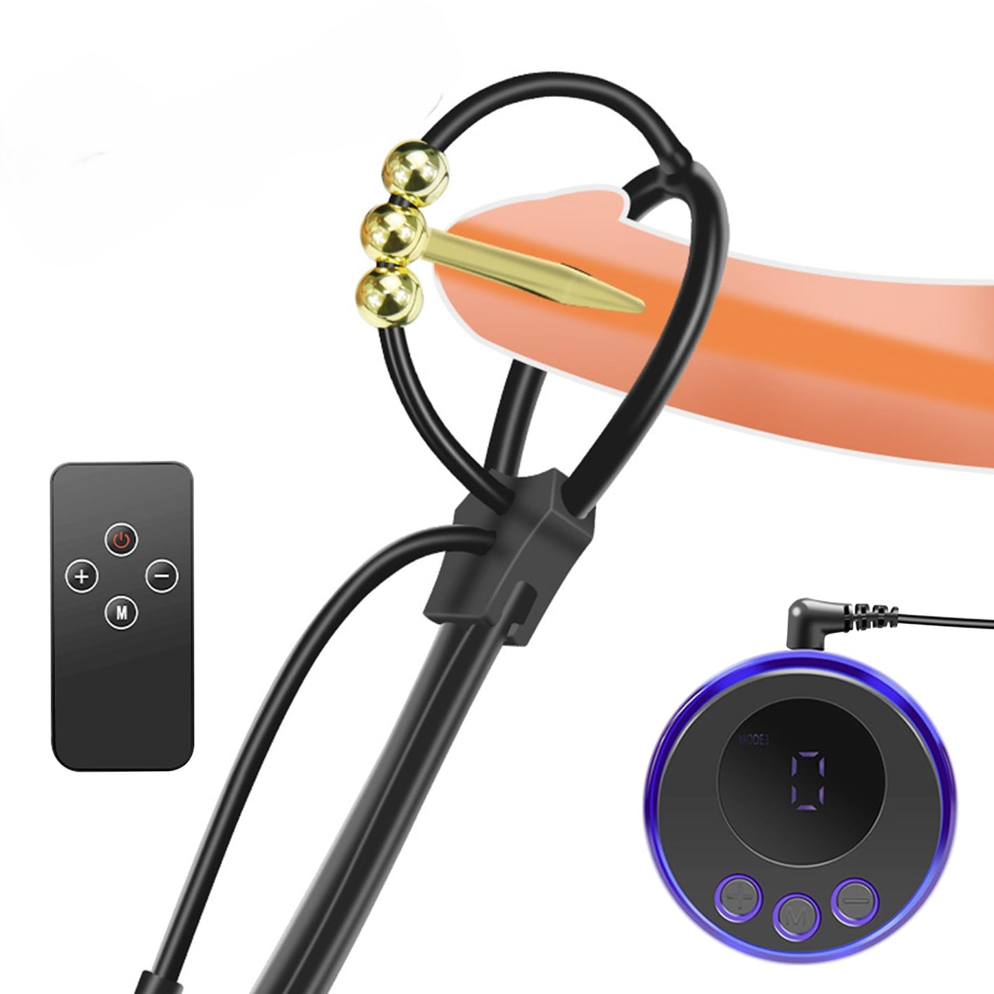 Electric Shock Cock Ring Plug Kit SM Male Chastity Cage Expander