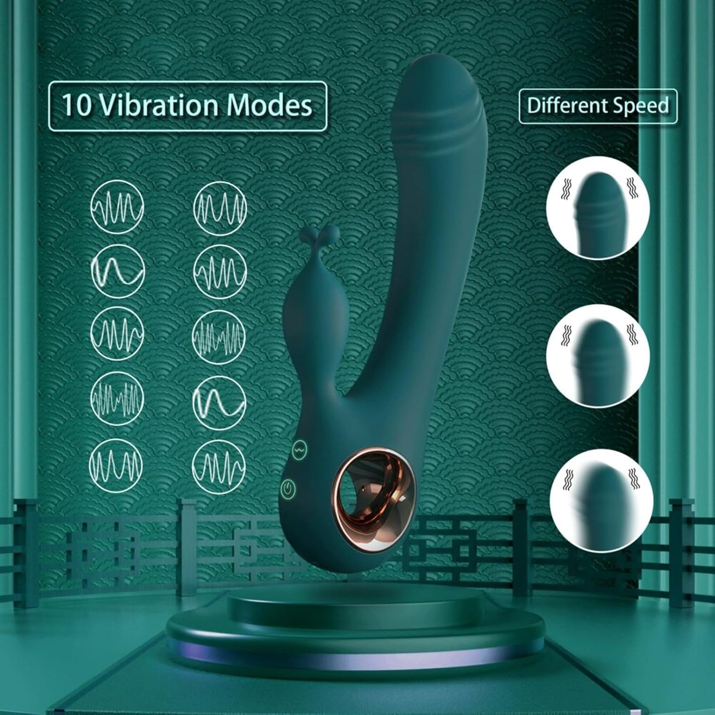 Rabbit Vibrator Vaginal Massager with 10 Vibration Modes