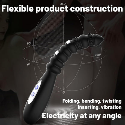 Electric Shock Anal Plug Vibrator Massager with 9 Beads & 10 Vibrations &3 Shock Modes