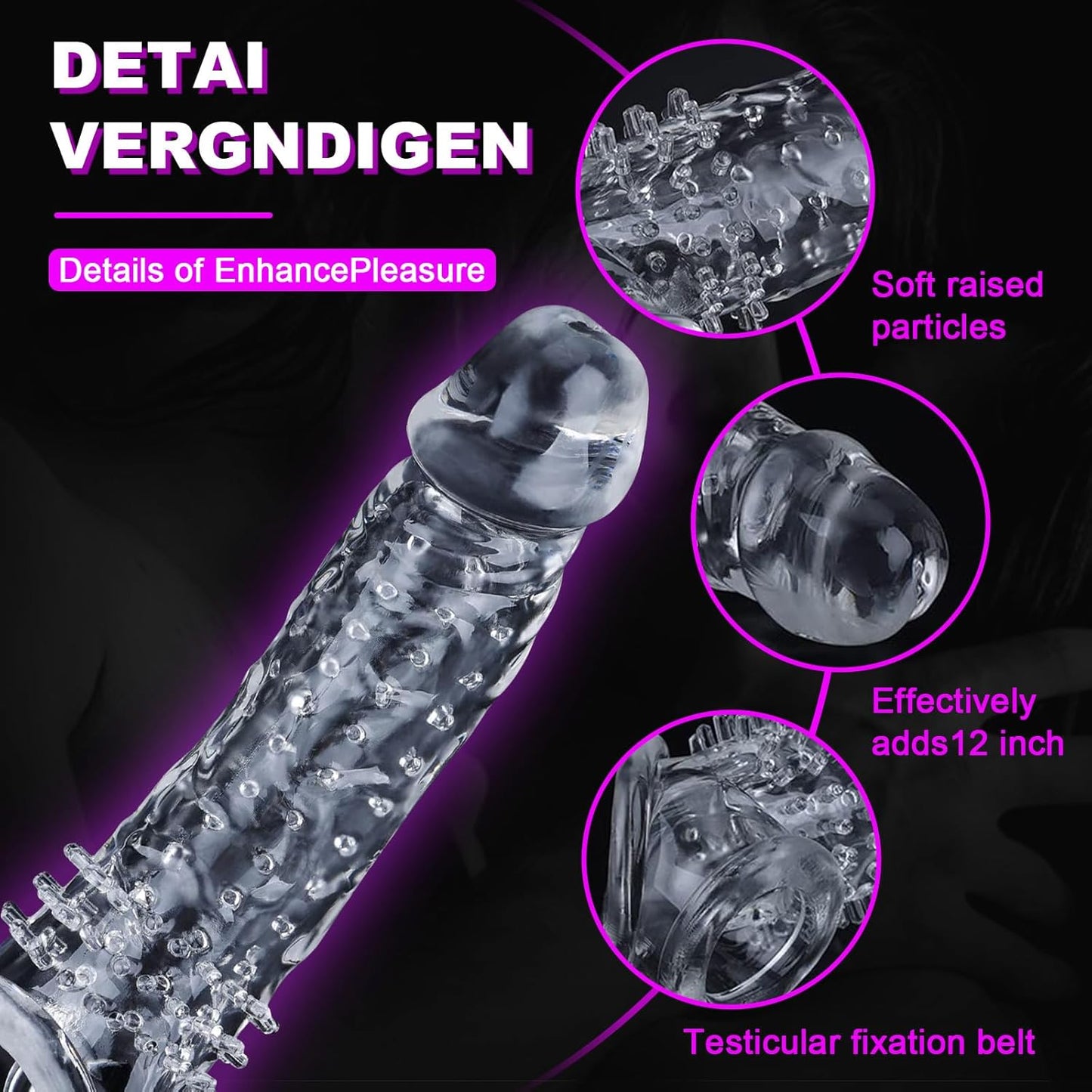 Super Thick Realistic Raised Particles Penis Sleeve Enhancer