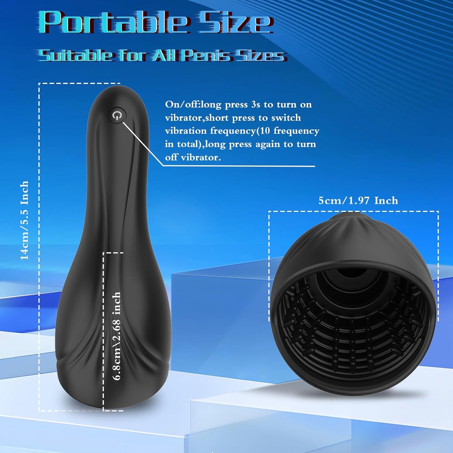 Penis Vibrator Glans Trainer Masturbator with 10 Vibrating & 5 Tongue Licking Modes