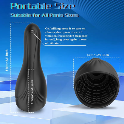 Penis Vibrator Glans Trainer Masturbator with 10 Vibrating & 5 Tongue Licking Modes