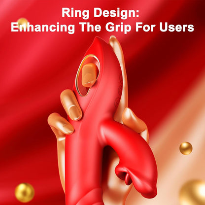 Thrusting G-spot Clitoris Vibrator Dildo with 10 vibrating & 5 Thrustigng & Tongue Licking