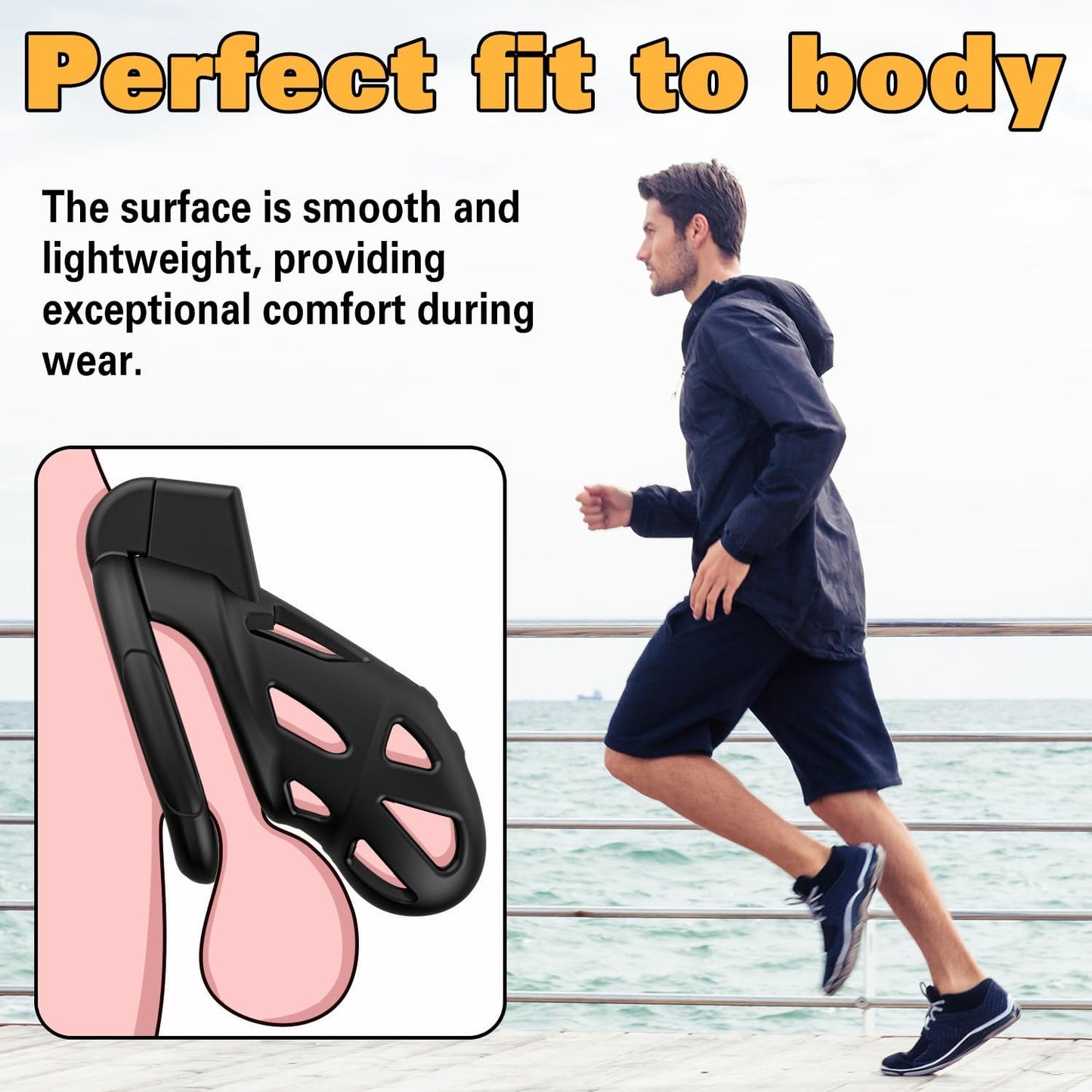 Invisible Lock Chastity Cage Device Lightweight Bondage Gear with 3 Ring Sizes