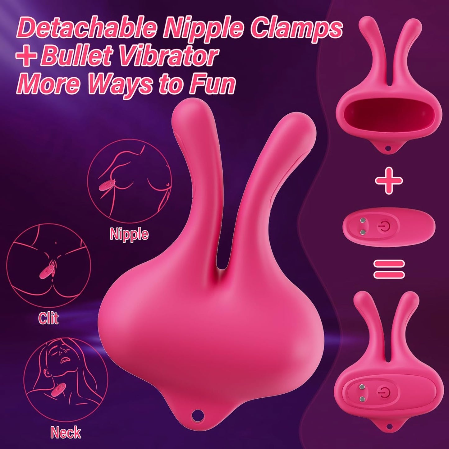 2 IN 1 Nipple Vibrator Sex Toys Magnetic Clamps BDSM Toys with 9 Vibration Modes