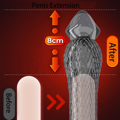 Realistic Penis Sleeve Cock Ring Extender with Ball Loop Girth Enhancer