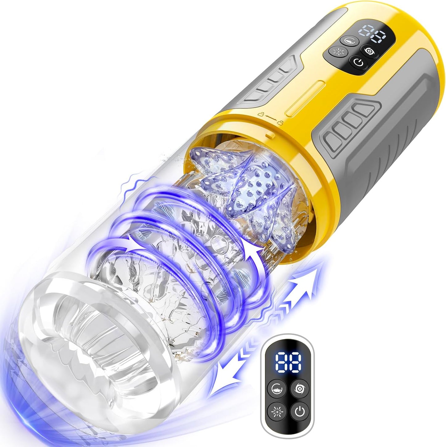 LCD Display Automatic Masturbator Penis Pump with 7 Rotating & Thrusting & Vibrating & Licking