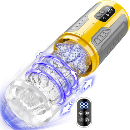 LCD Display Automatic Masturbator Penis Pump with 7 Rotating & Thrusting & Vibrating & Licking