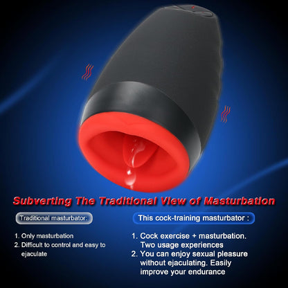 2 in 1 Automatic Masturbator Penis Trainer Blowjob with 7 Vibrating Modes & 3 Speeds