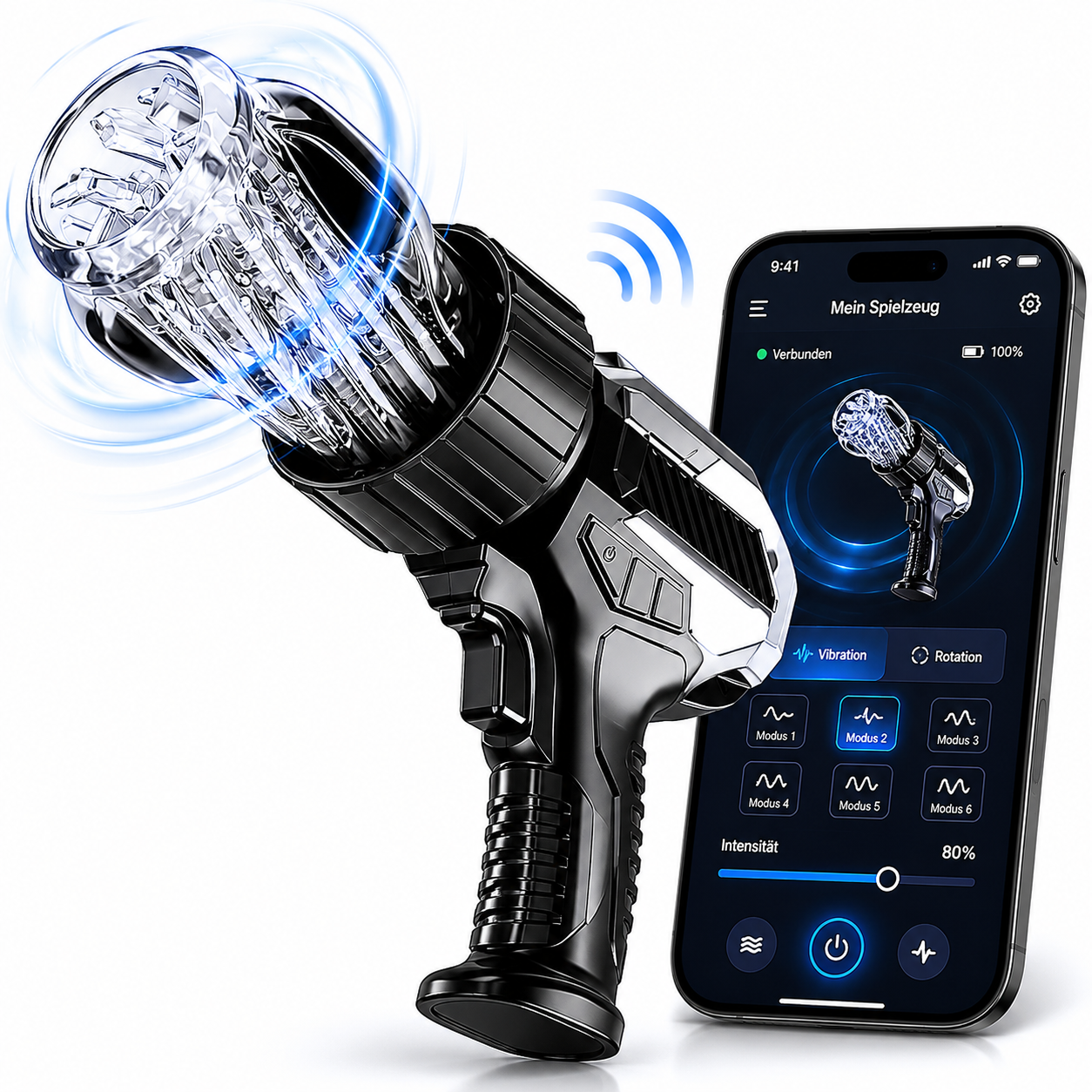 Electric Masturbator Stroker Blowjob Sex Machine with 10 Telescopic & 10 Rotation Modes