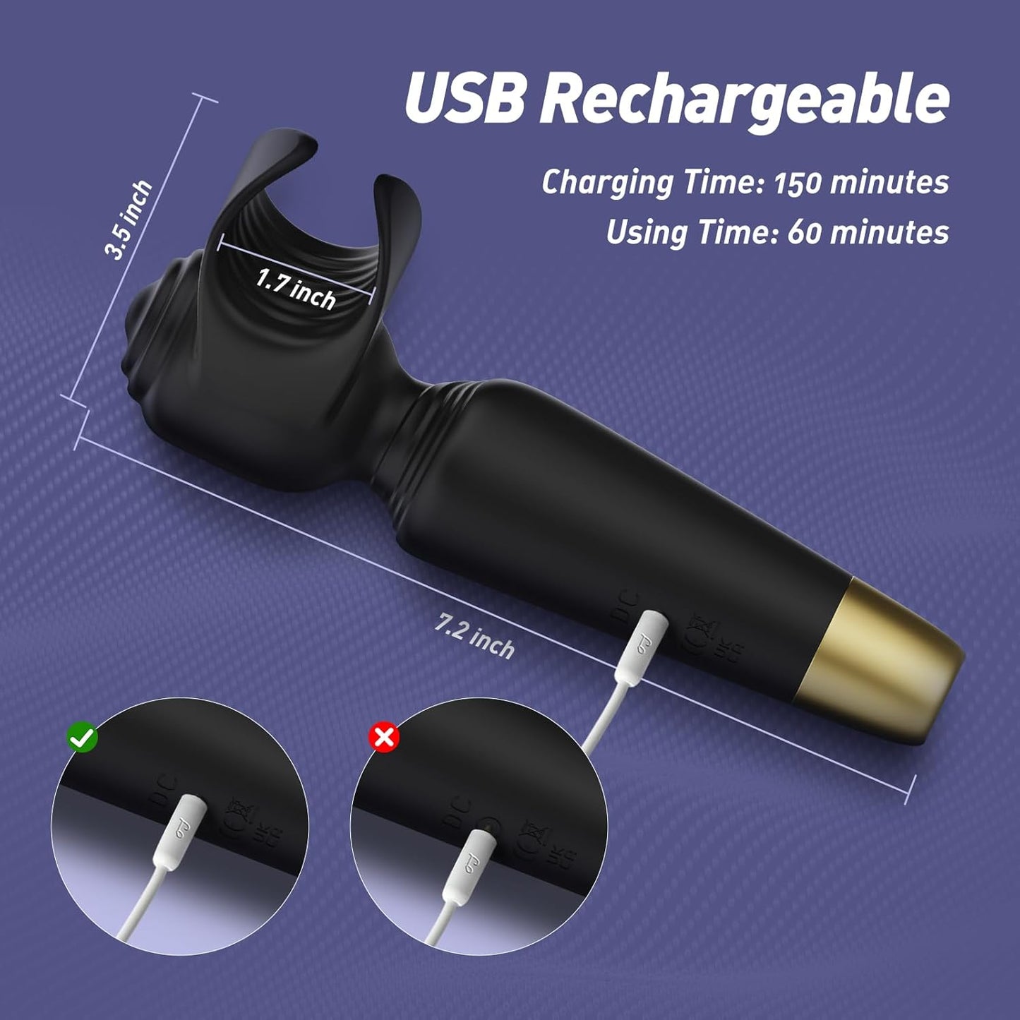 2 IN 1 Penis Trainer Vibrator Glans Massage Masturbator with 7 Vibration Modes