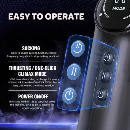 LED Display Automatic Masturbator Blowjob Machine with 4 Thrusting &4 Sucking &10 Vibrating Modes