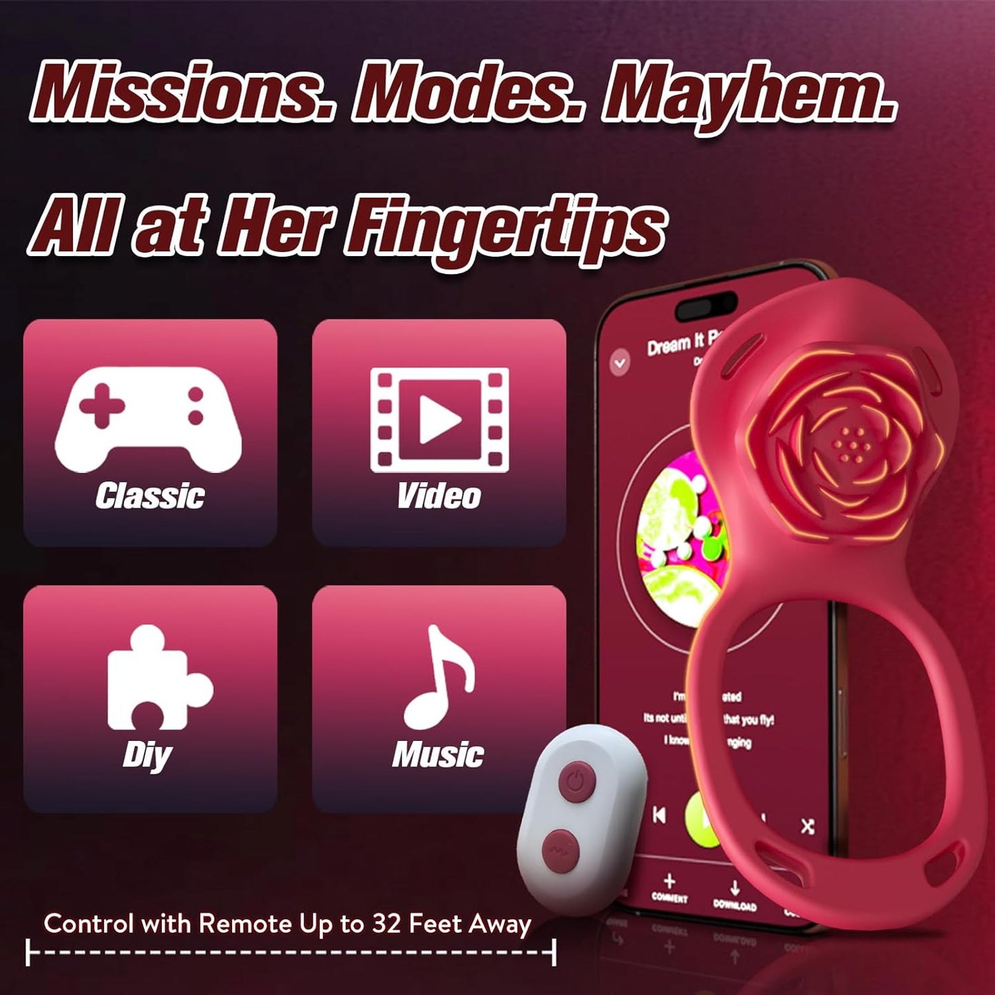 Remote Control & App Portable Rose Vibrator Clitoral Vibrator with 10 Vibration Modes