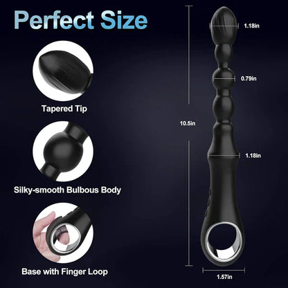 Anal Vibrator Beads Butt Plug Prostate Massager with 7 Vibration & Heating Modes
