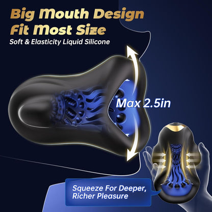 4 IN 1 Penis Trainer Stimulator Blowjob Masturbator with 9 Vibrating Modes & 3 Motors