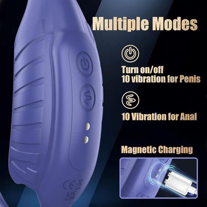 4 IN 1 Electric Penis Trainer Vibrator Cock Ring Prostate Massager with 10 Strong Vibrations