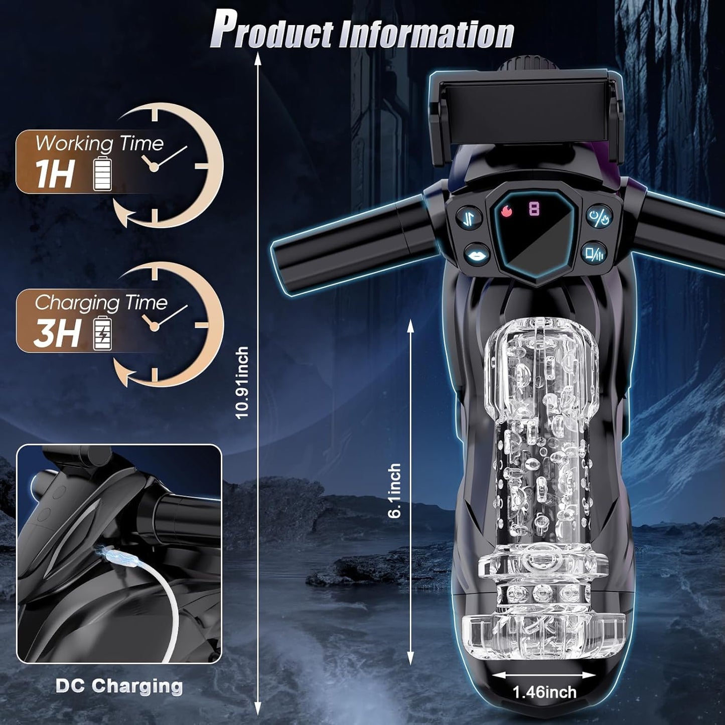 Automatic Masturbator Penis Pump Blowjob with 9 Thrusting/Sucking/Vibrating Heating