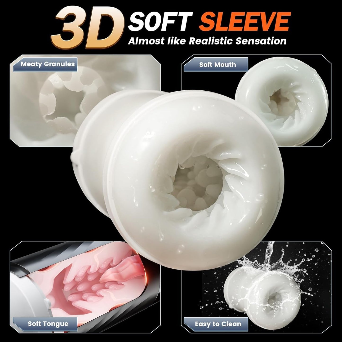 Automatic Masturbator Stroker Blowjob with 10 Vibrating & Licking 7 Thrusting & 5 Sucking