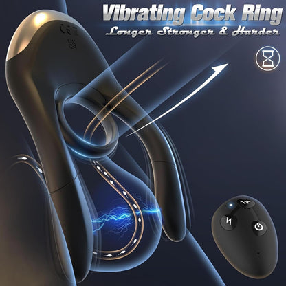 E-stim Cock Ring Penis Trainer Vibrator Masturbator with 10 Vibrations & 10 Electric shocks