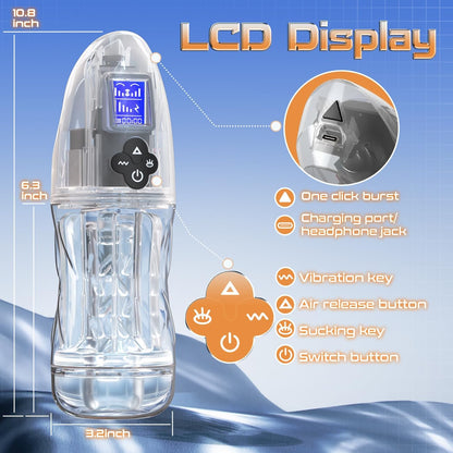 Automatic Masturbator Pocket Pussy Stroker with 10 Vibrating & 7 Sucking & Sexy Moaning