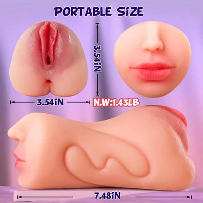2 Chanels Portable Realistic Blowjob Stimulator Pocket Pussy