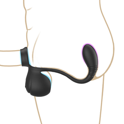 Portable Rolling Penis Trainer Stimulator Cock Ring with 9 Vibration & Rolling Modes