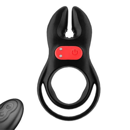 Double Cock Ring Penis Trainer Vibrator Stimulator with 10 Vibration Modes