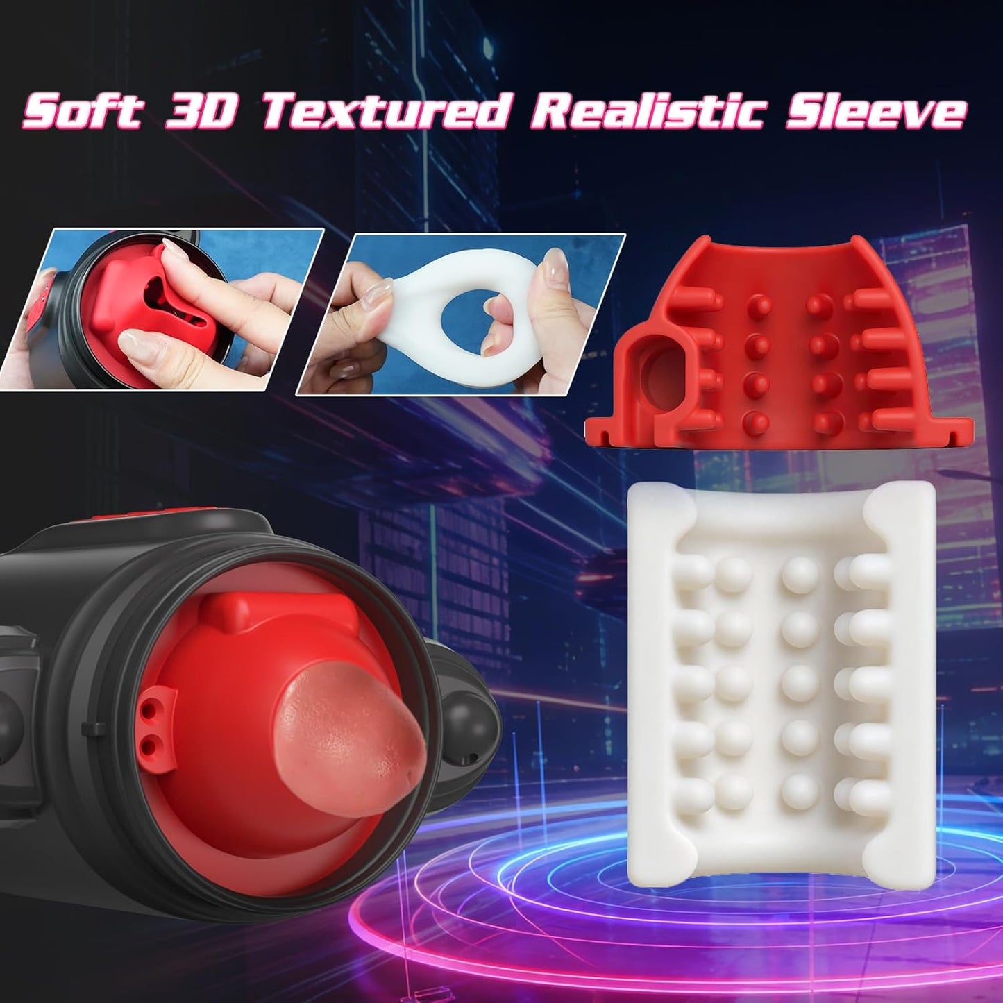 7 IN 1 Automatic Water-Spray Rotating Vibrating Blowjob Sex Machine Penis Stroker Trainer