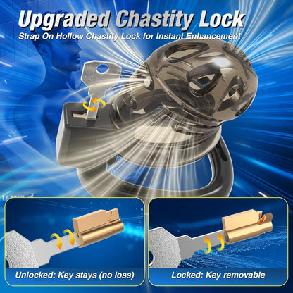 App-controlled Chastity Cage Strap Penis Trainer Sleeve with 6 Sizes Rings