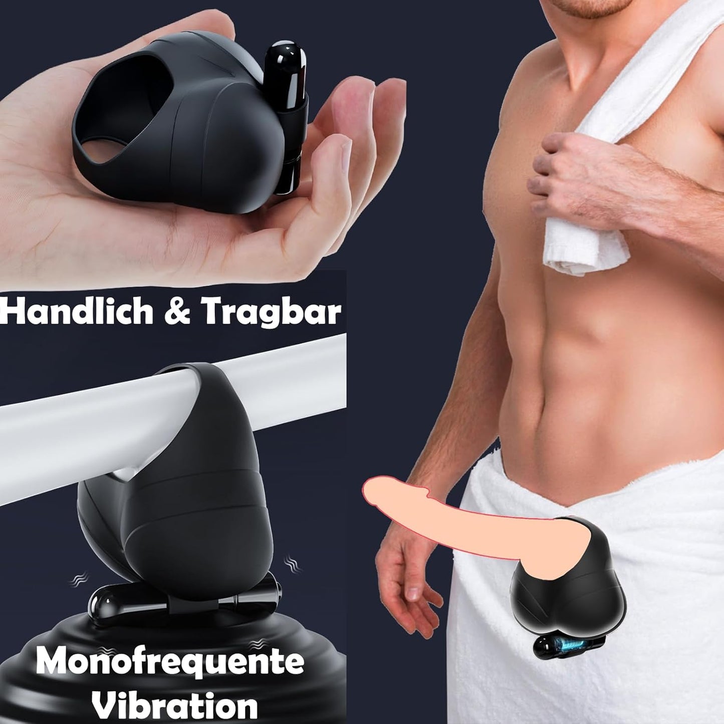 Testicle Cock Ring Vibrator Massager Masturbator with Powerful Vibrations